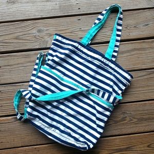 Striped Retro Metro Fold-over Tote by Thirty-one